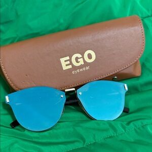 EGO Eyewear Blue Sunglasses with Brown Case